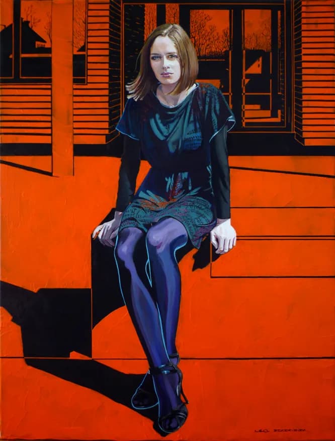 Vibrant Solitude: A Portrait of Elegance in Bold Hues