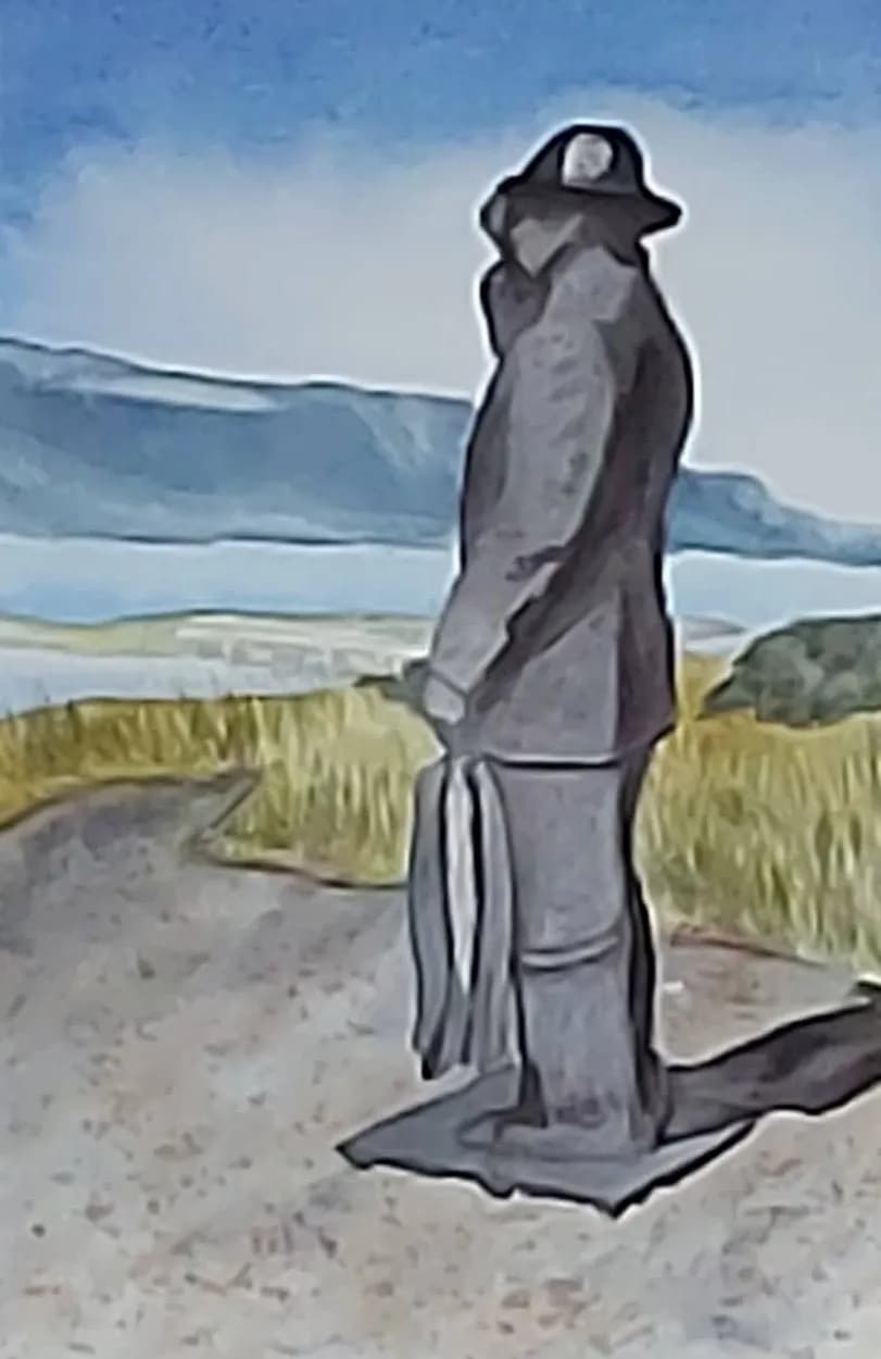 Silent Watcher: A Solitary Figure Overlooking the Horizon