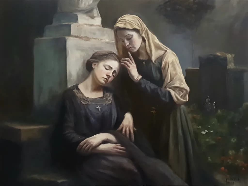 Whispers of Grief: A Tender Embrace in Shadows and Light