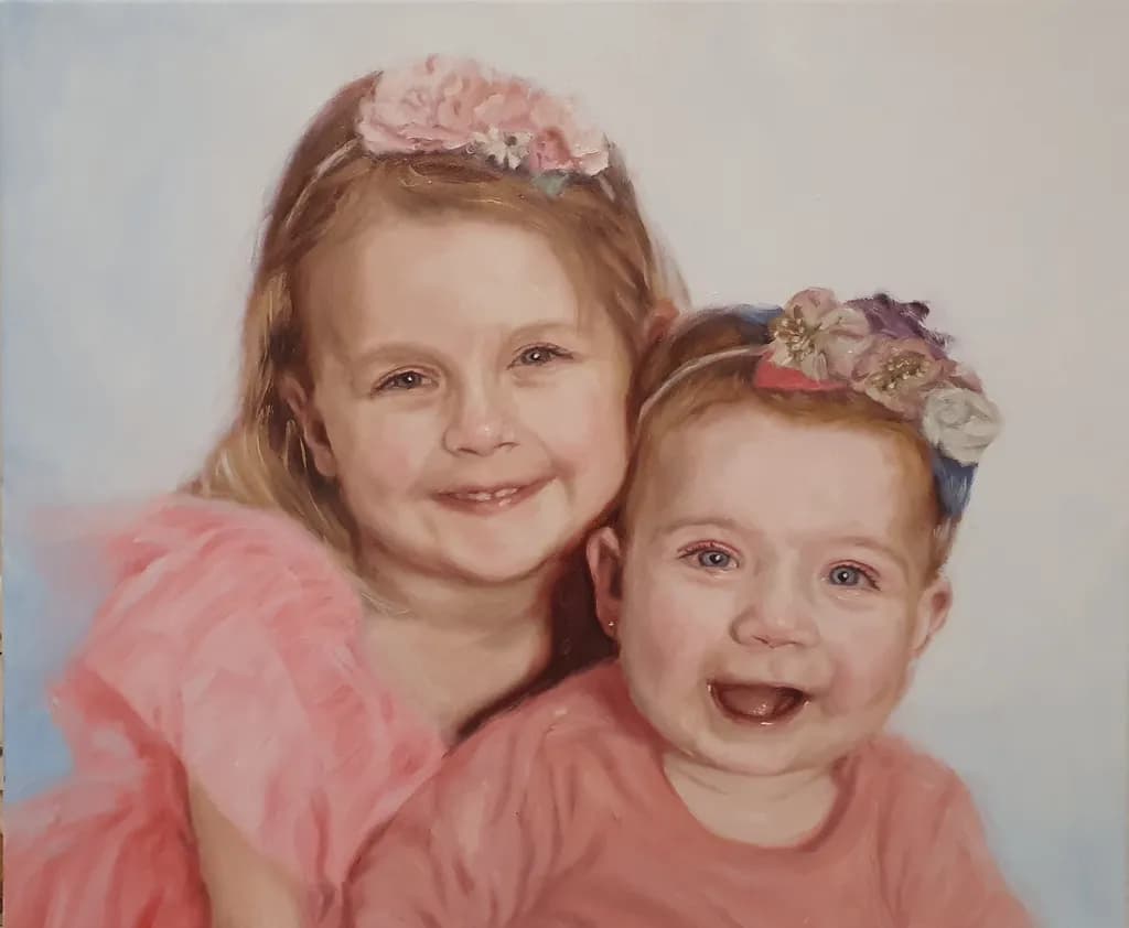Sisters in Bloom: A Heartwarming Portrait of Joy and Innocence