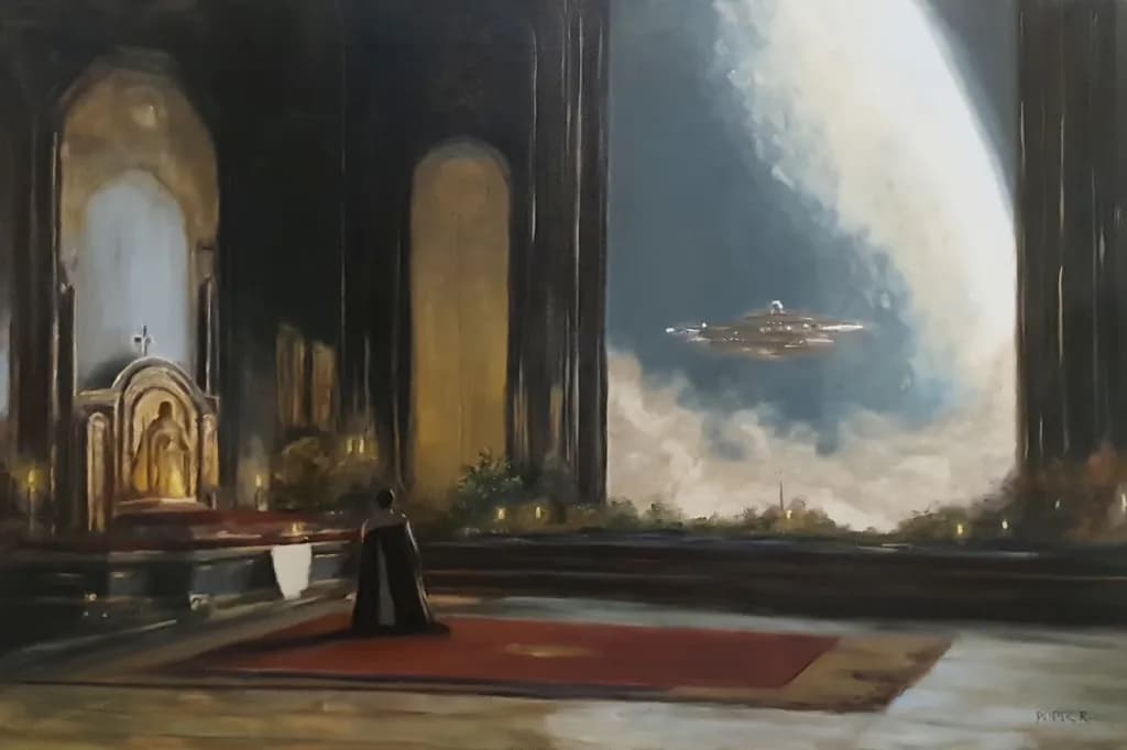 Celestial Reverie: A Solitary Encounter in the Cosmic Cathedral