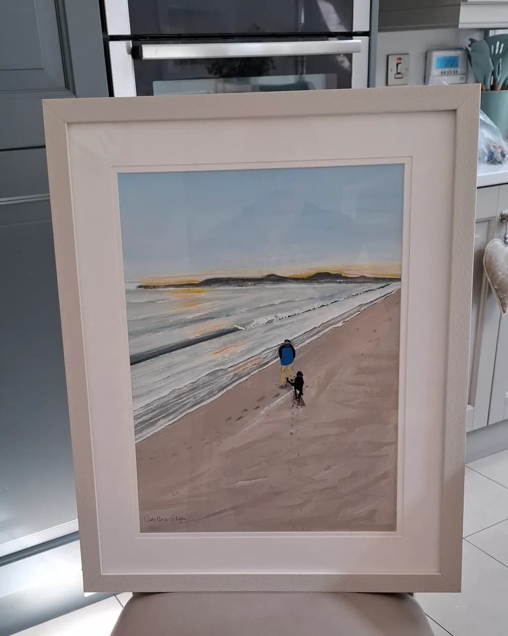 Serene Evening Stroll: A Tranquil Beach Landscape Art Piece