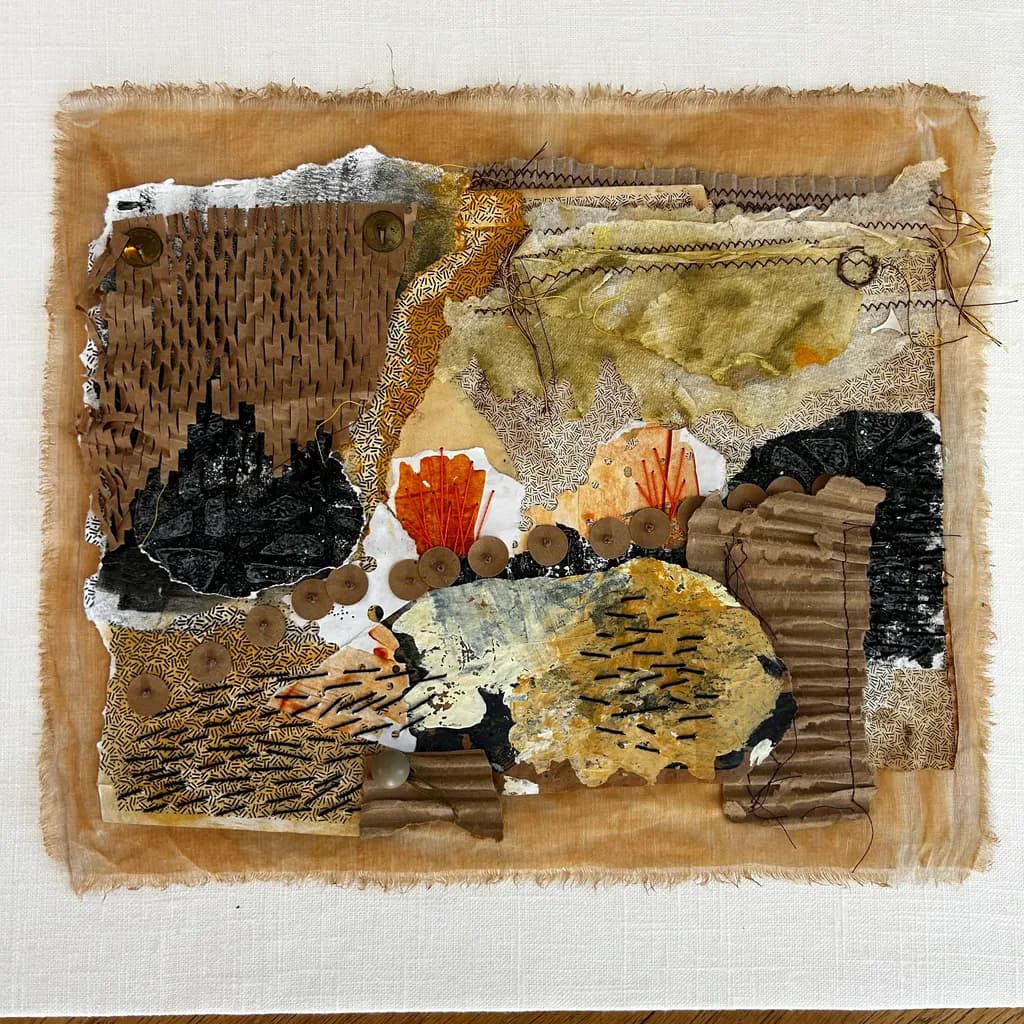 Earthy Textures: A Layered Collage of Abstract Artistry in Textile Form