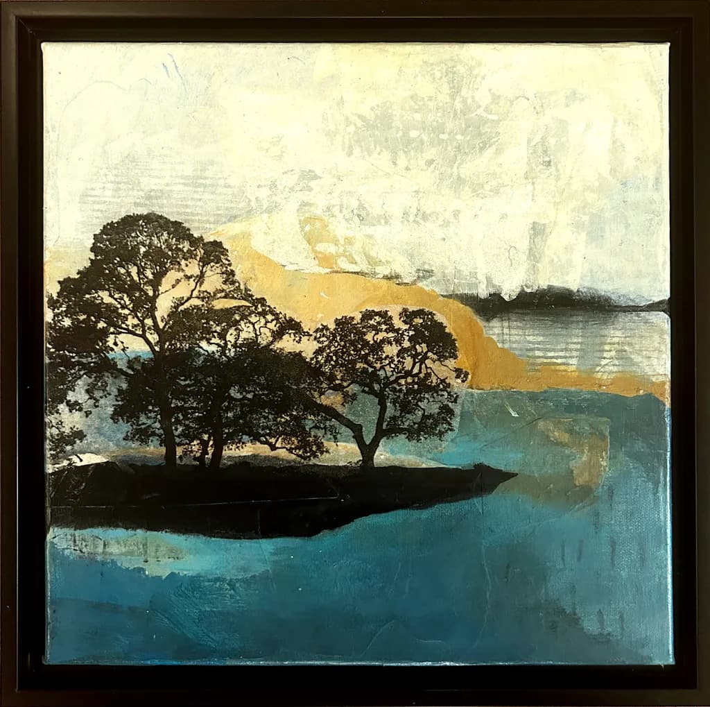 Whispers of Nature: A Serene Landscape in Gold and Blue