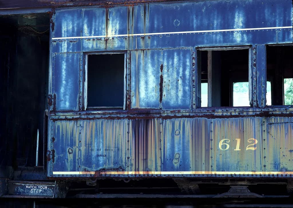Blue train car