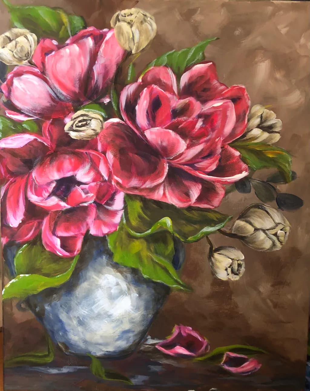 Vibrant Blossoms: A Lush Floral Symphony in Pink and Cream