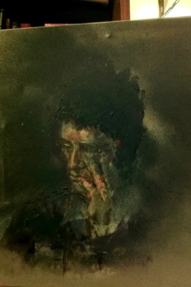 Whispers of Reflection: A Contemplative Portrait in Mixed Media
