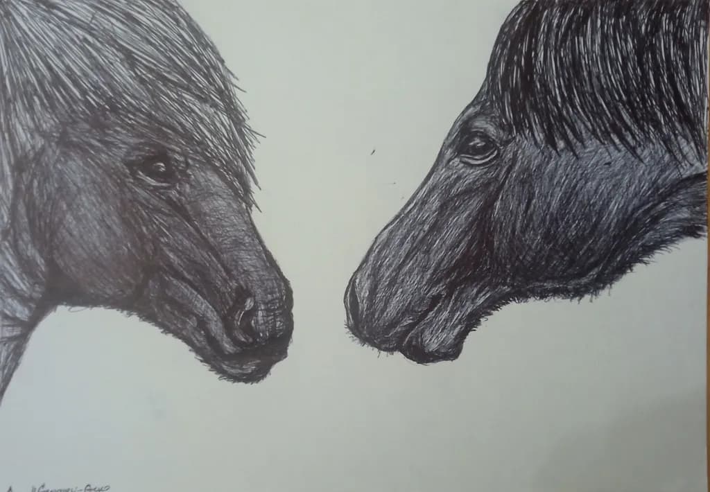 Equine Connection: A Portrait of Two Horses in Intimate Profile