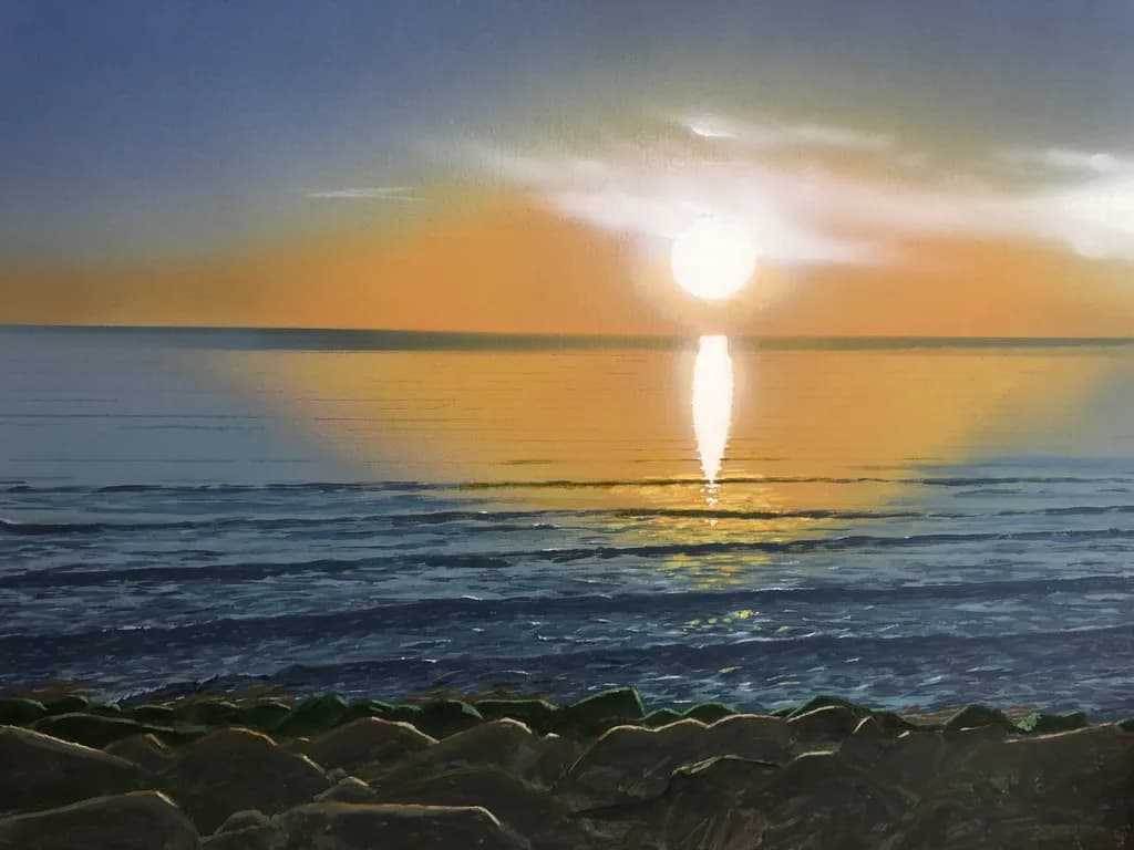 Serenity at Dusk: A Tranquil Sunset Over Calm Waters