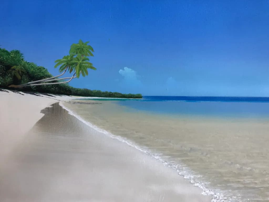 Serenity by the Shore: A Tropical Escape in Tranquil Blues and Greens