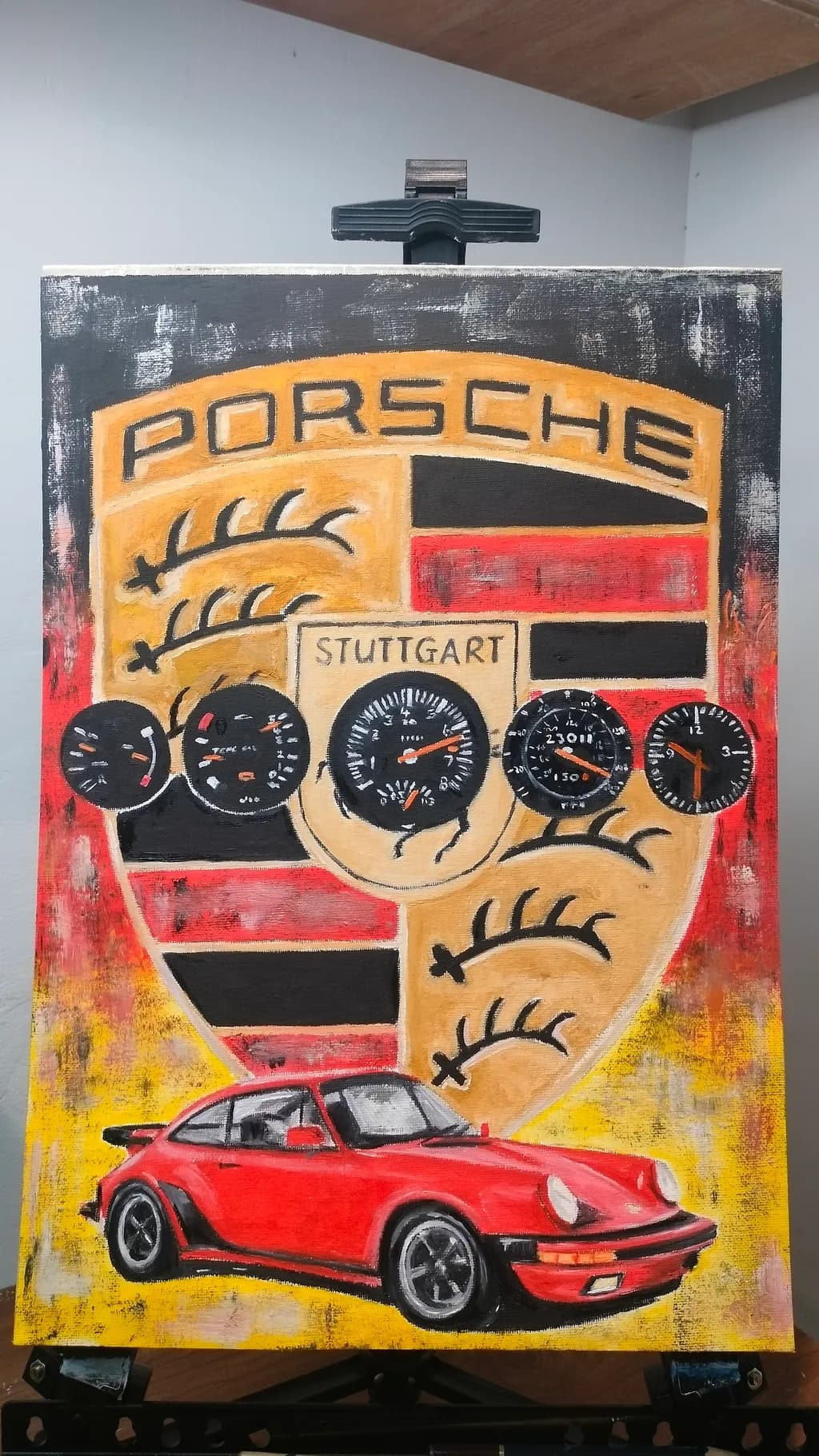 Revving Red: A Vibrant Tribute to Porsche's Iconic Emblem and Speed