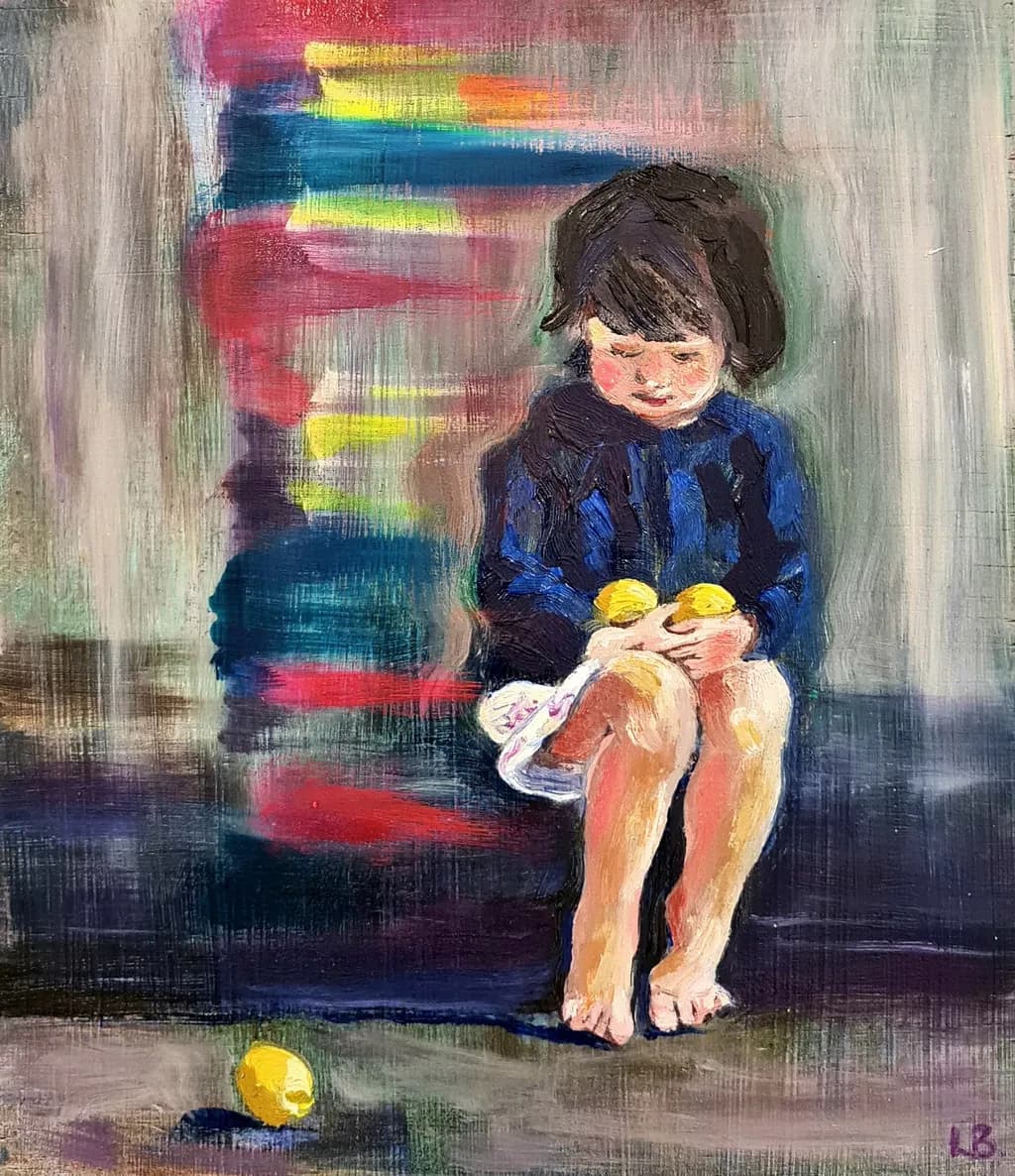 Whispers of Innocence: A Child's Contemplation Amidst Vibrant Chaos
