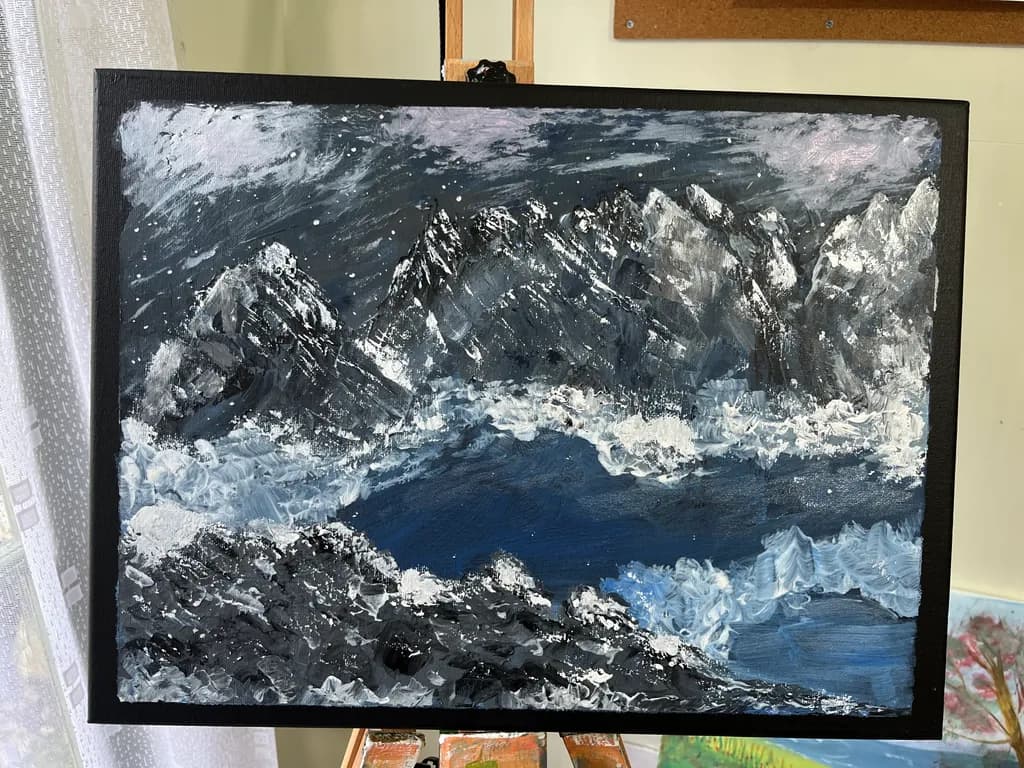 Stormy Monochrome Mountains: An Abstract Landscape of Texture and Emotion