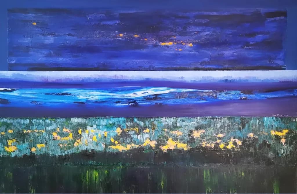 Serene Horizons: An Abstract Journey Through Blue Landscapes