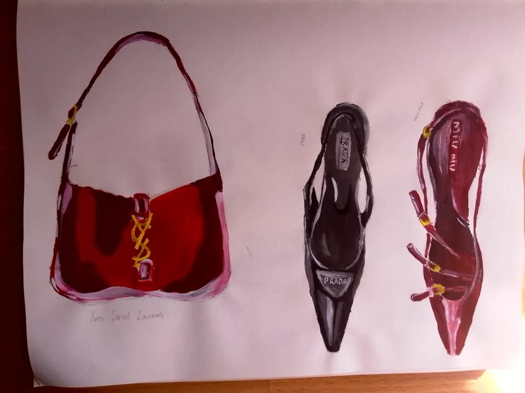 Chic Elegance: A Fashion Illustration of Iconic Handbag and Heels