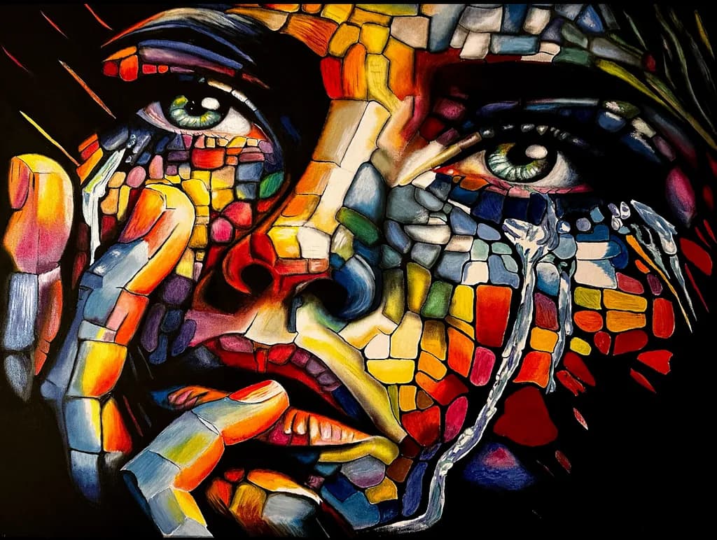 Fragmented Emotions: A Vibrant Exploration of Expression and Identity
