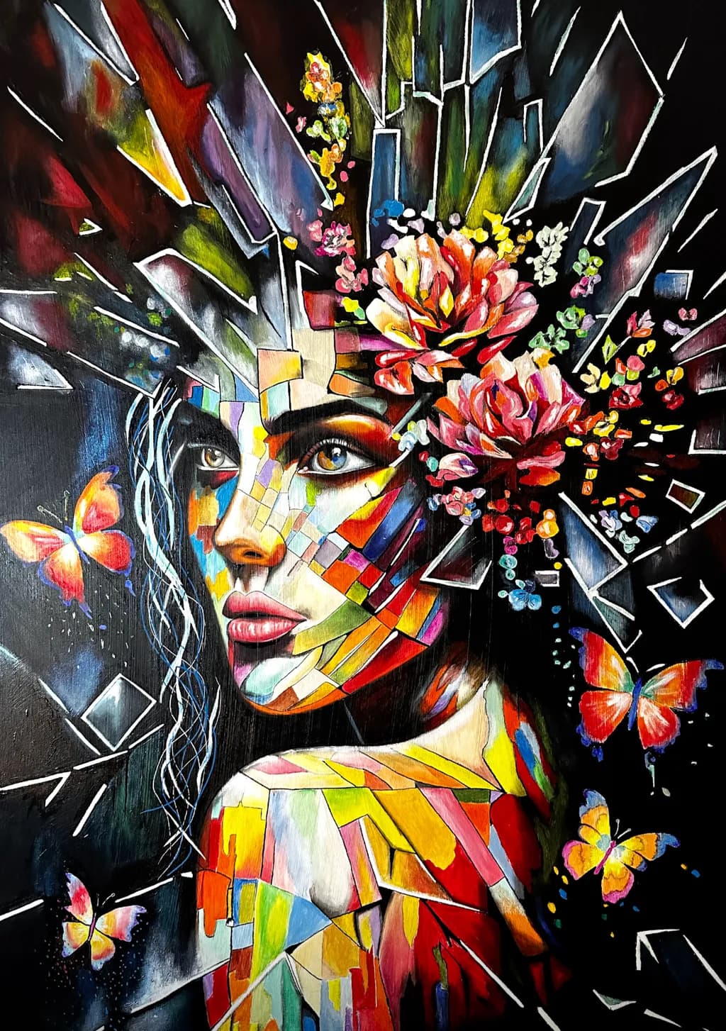 Shattered Beauty: A Kaleidoscope of Color and Emotion