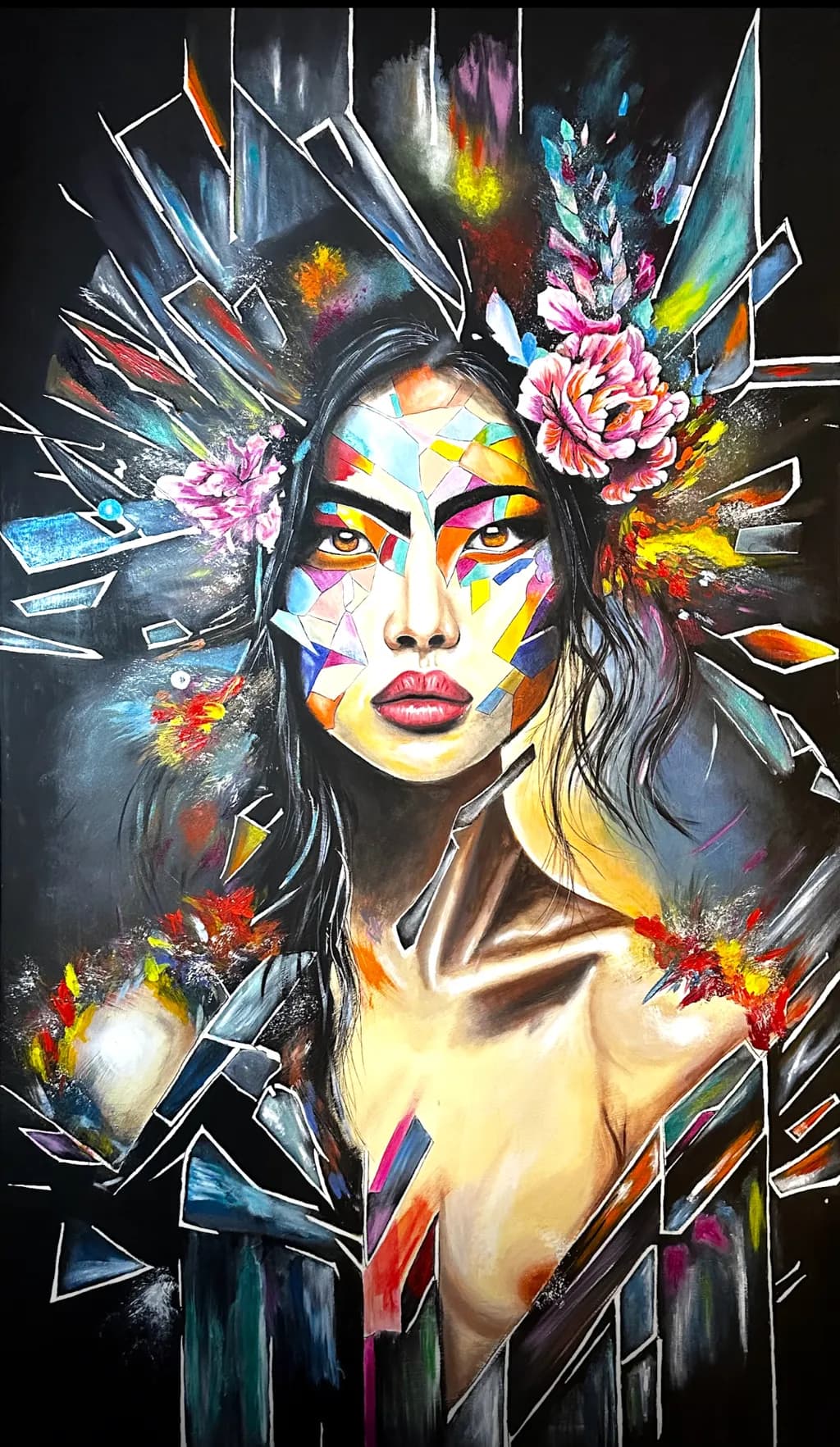 Fragmented Beauty: A Kaleidoscope of Color and Emotion in Portraiture