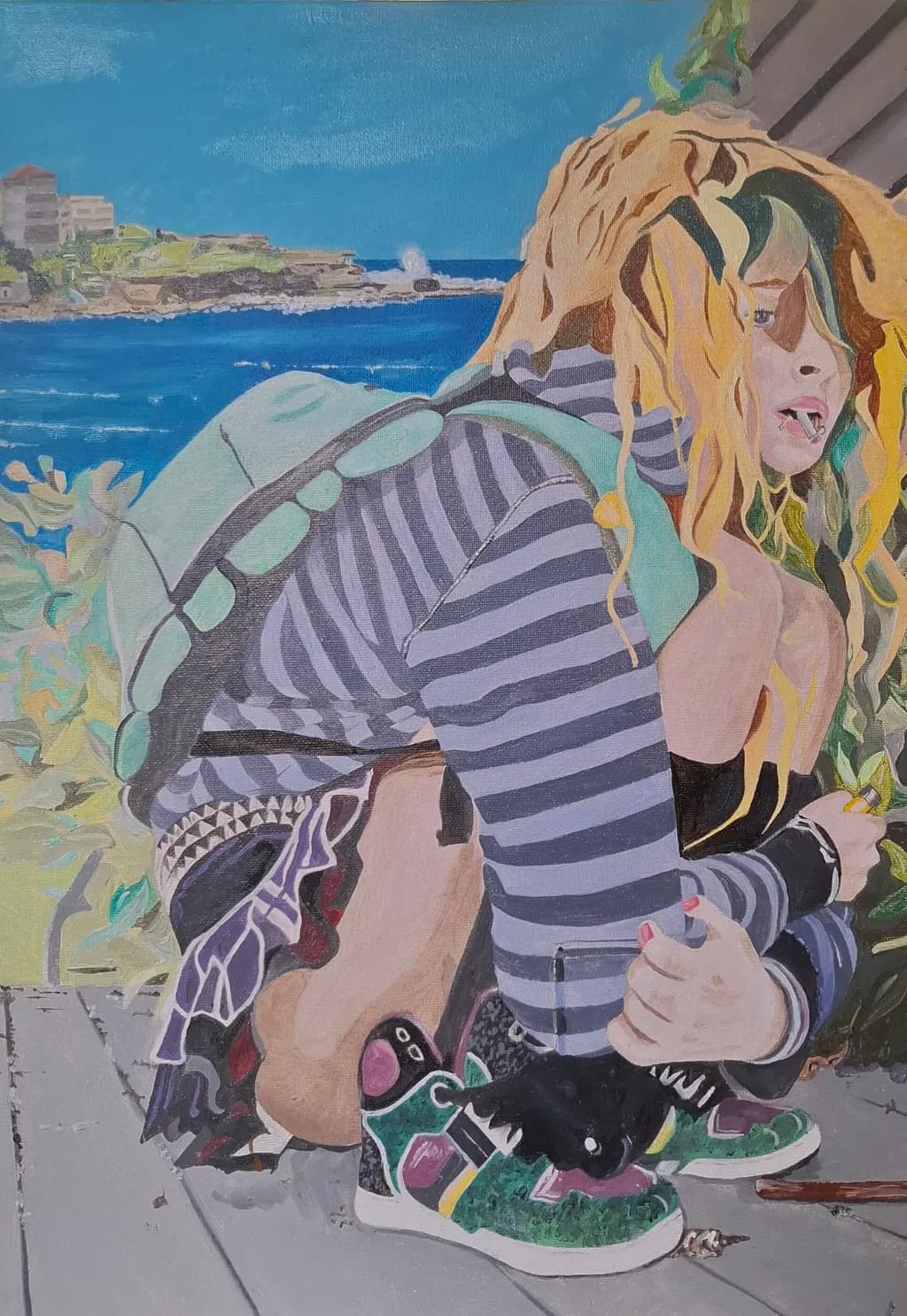 Urban Spirit: A Vibrant Portrait of Youth and Rebellion by the Shore