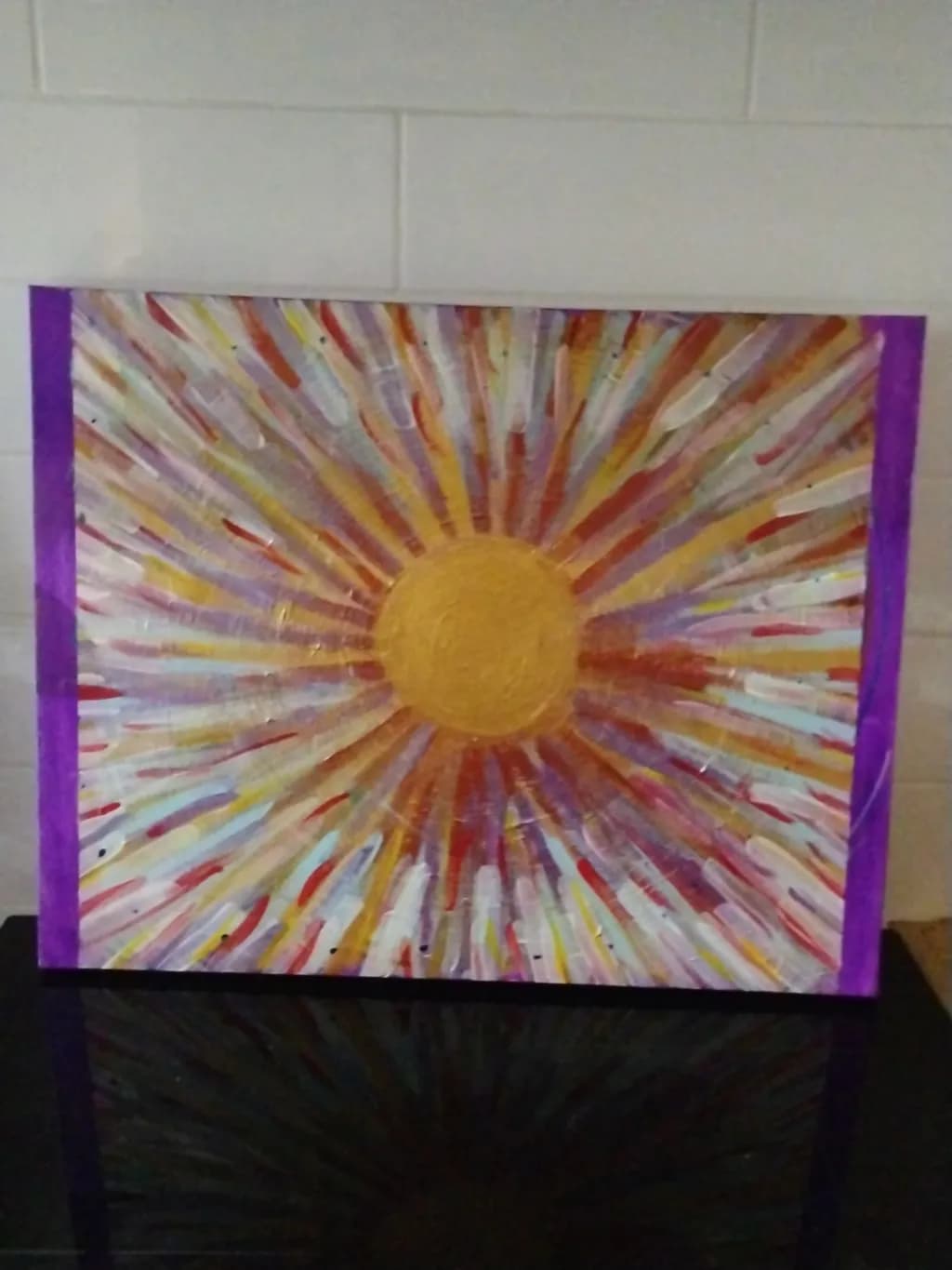 Radiant Dawn: A Burst of Colorful Energy in Abstract Sun Art