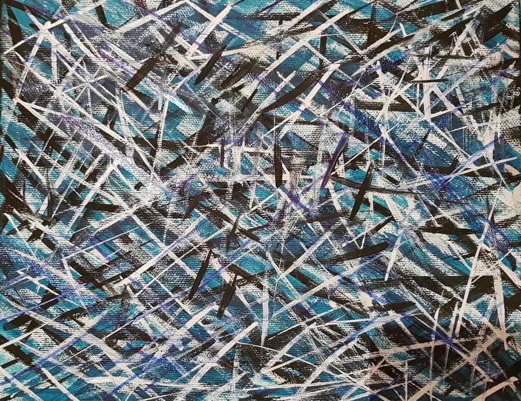 Dynamic Waves of Color: An Abstract Exploration in Blue and Black