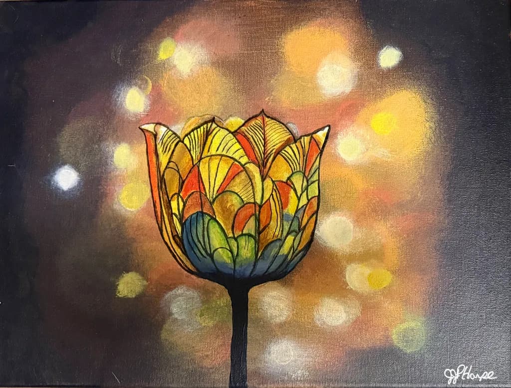 Radiant Blossom: An Abstract Journey Through Color and Light
