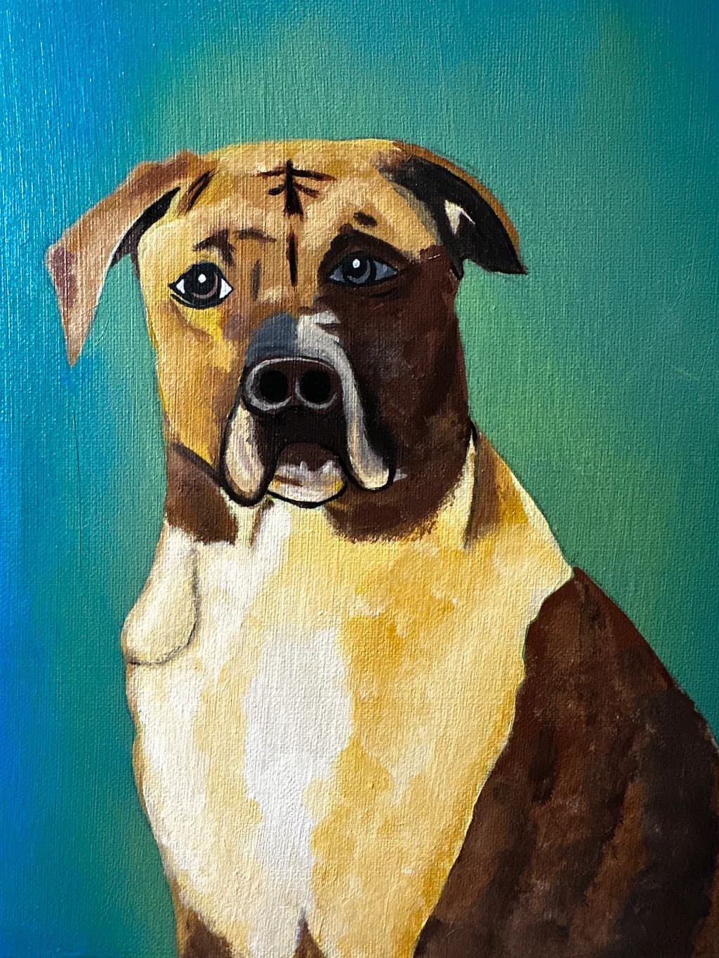 Vibrant Canine Gaze: A Colorful Portrait of Loyalty and Expression