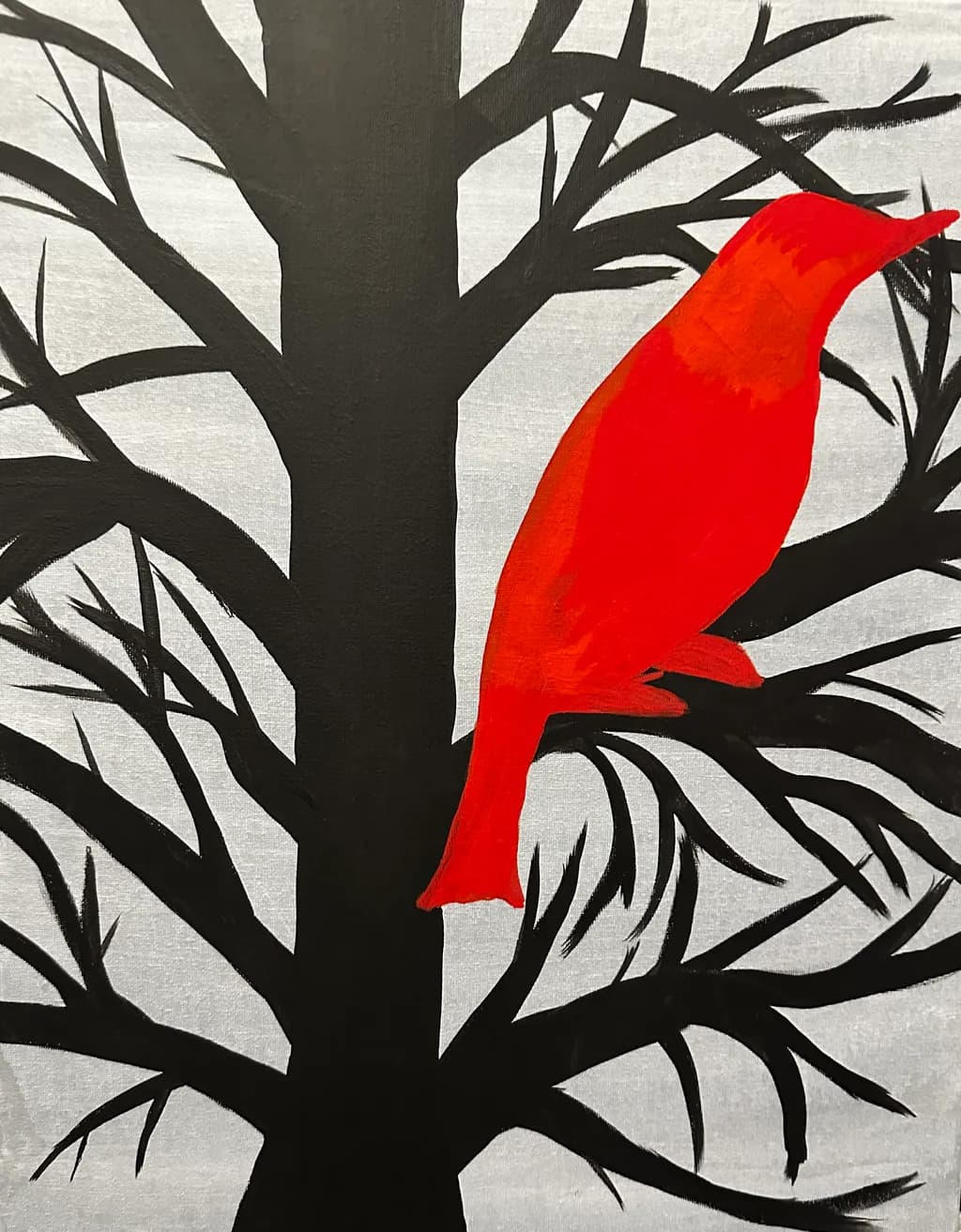 Crimson Songbird: A Bold Contrast of Nature's Palette