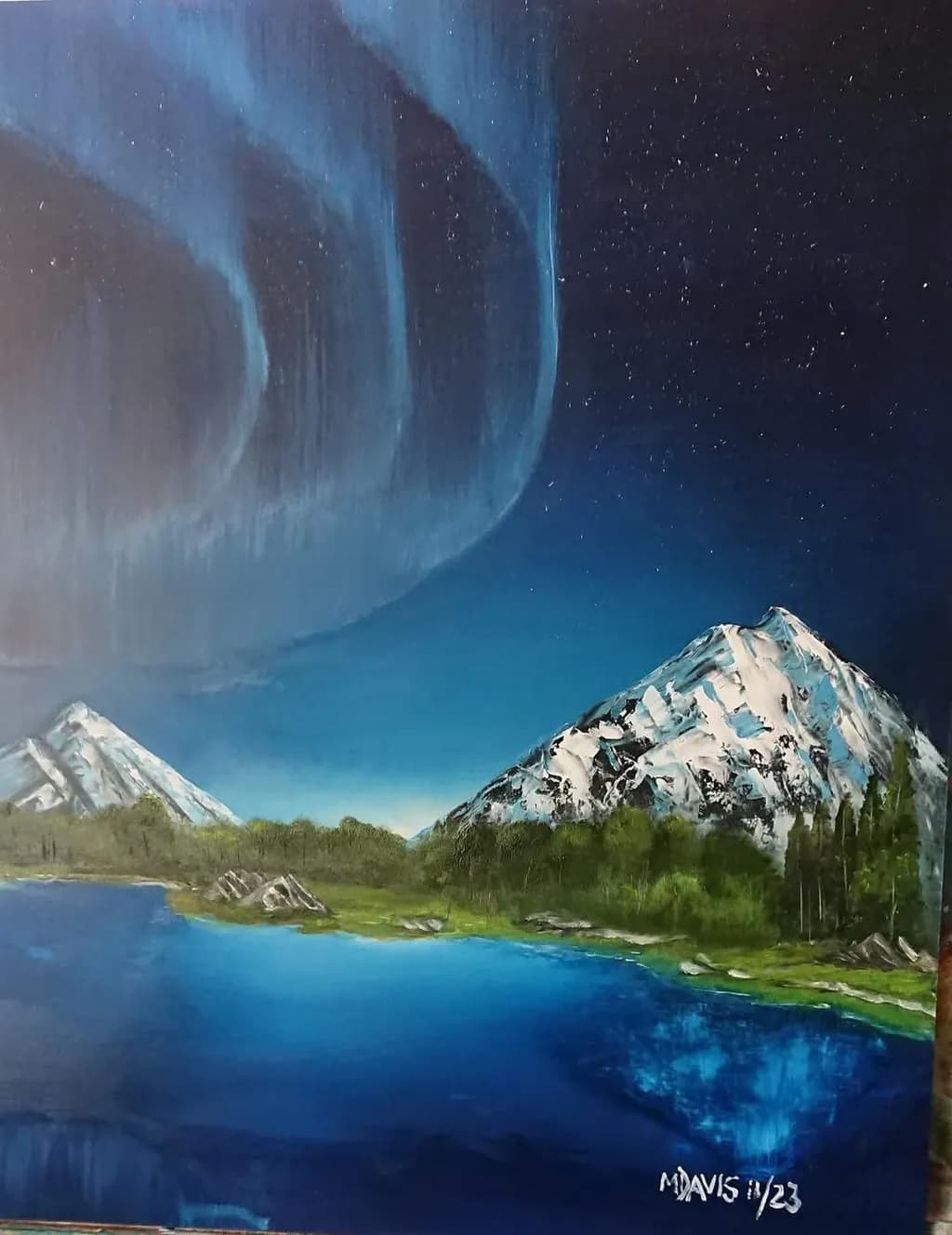 Whispers of the Northern Sky: A Serene Mountain Reflection at Dusk