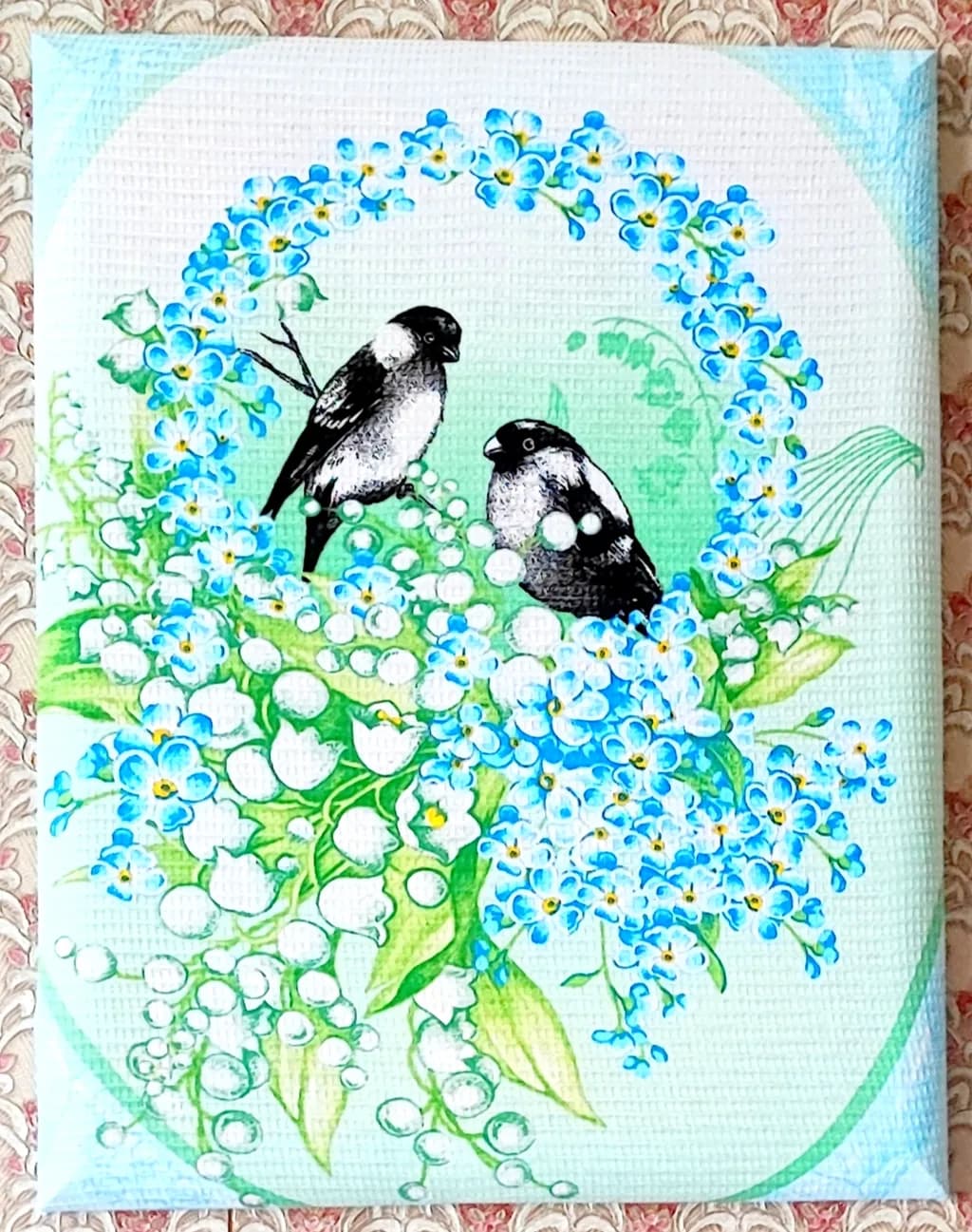 Birds and Blue Flowers Wreath