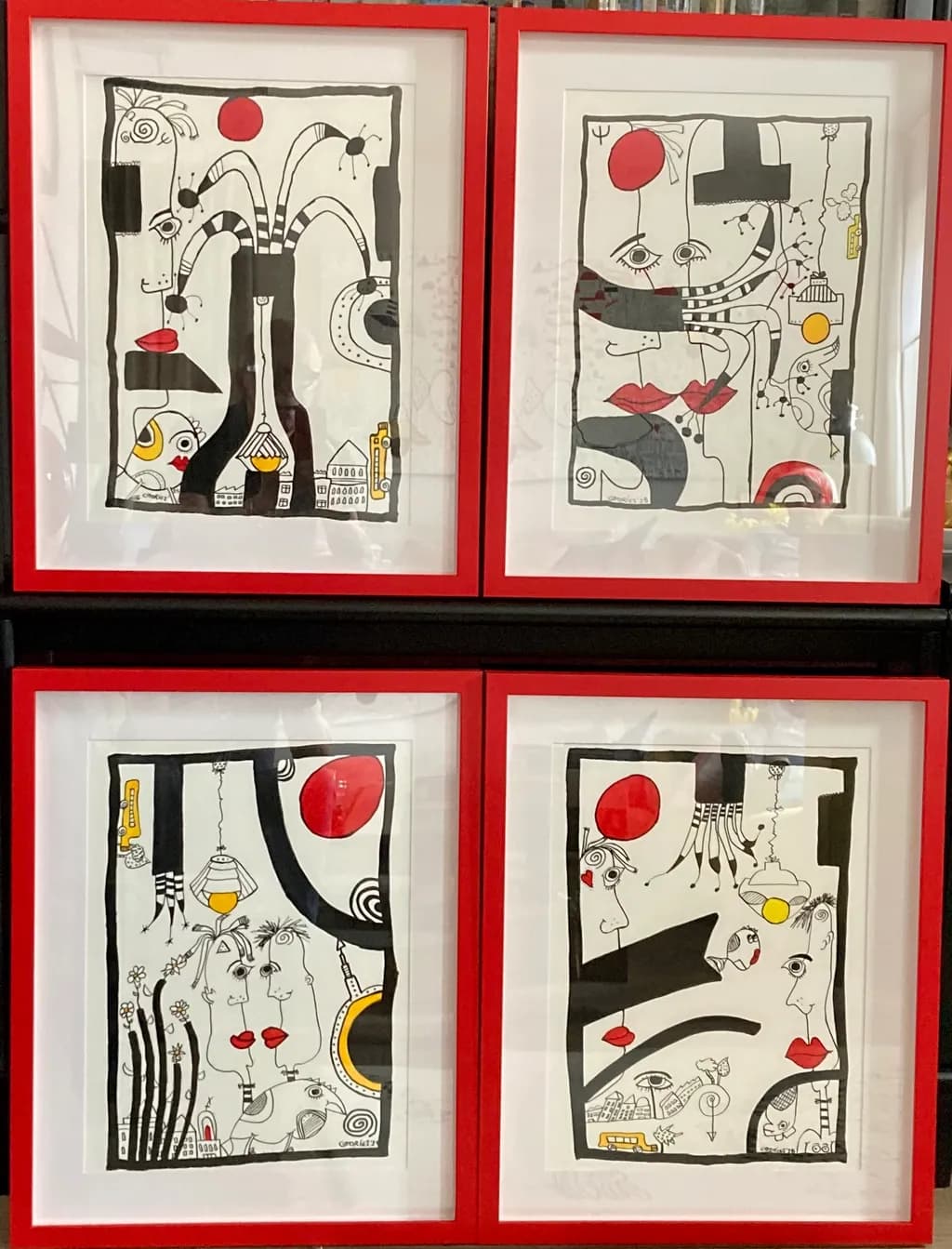 Whimsical Encounters: A Colorful Journey Through Abstract Faces and Forms