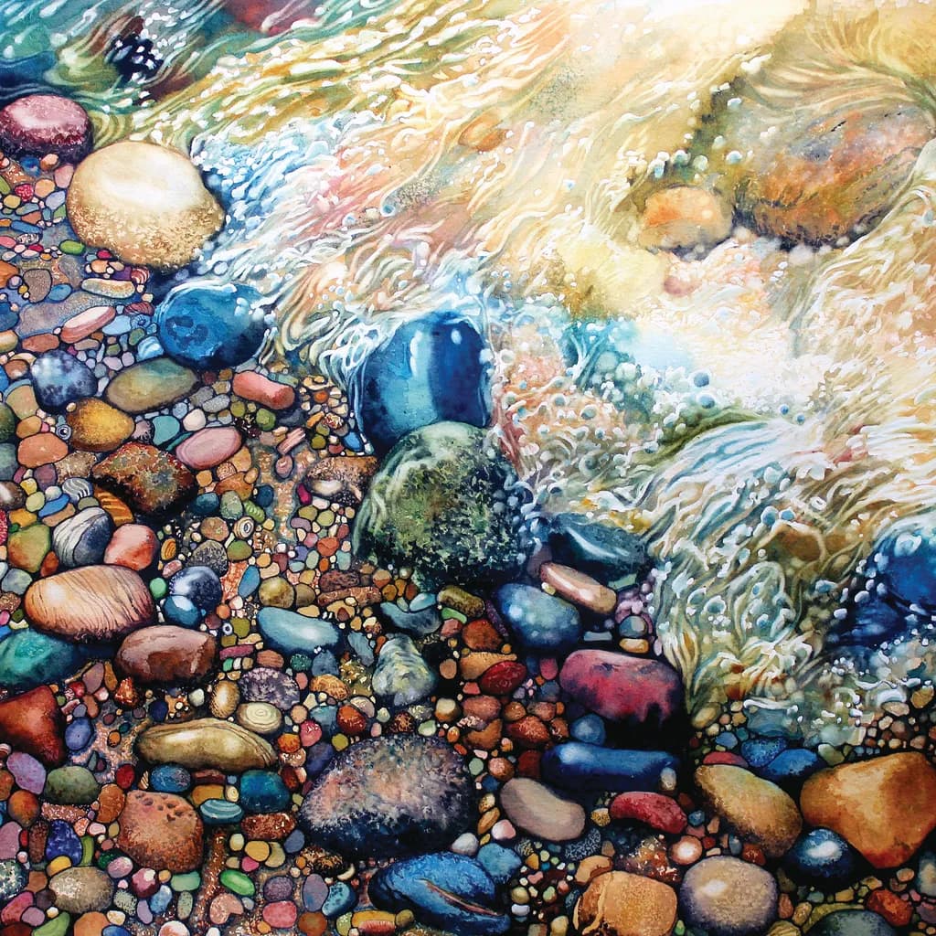 Whispers of the Shore: A Colorful Dance of Stones and Waves