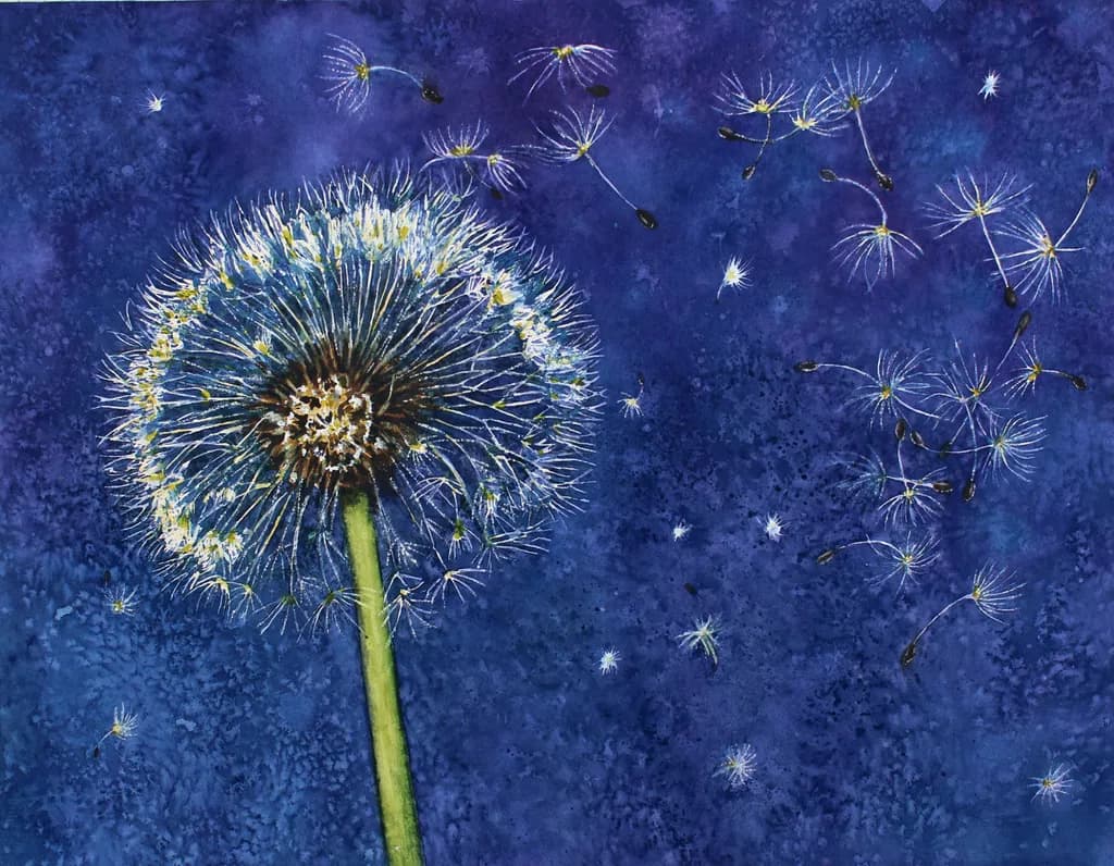 Whispers of Flight: A Delicate Dandelion Dance in Blue Skies