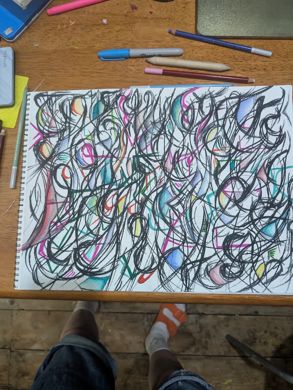 Whimsical Chaos: A Dance of Colorful Lines and Shapes