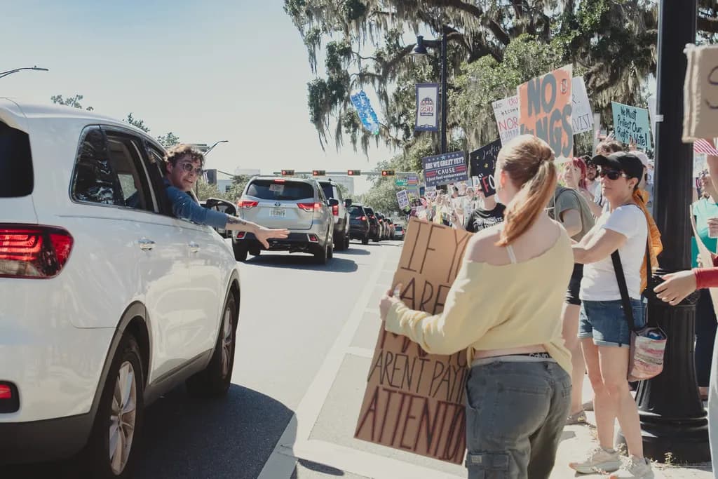 Voices of Change: A Moment of Protest and Connection on the Streets