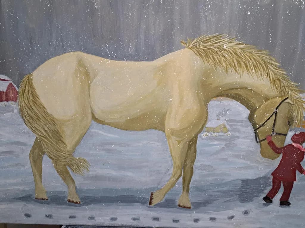 Whispers of Winter: A Child's Bond with a Gentle Giant in the Snow