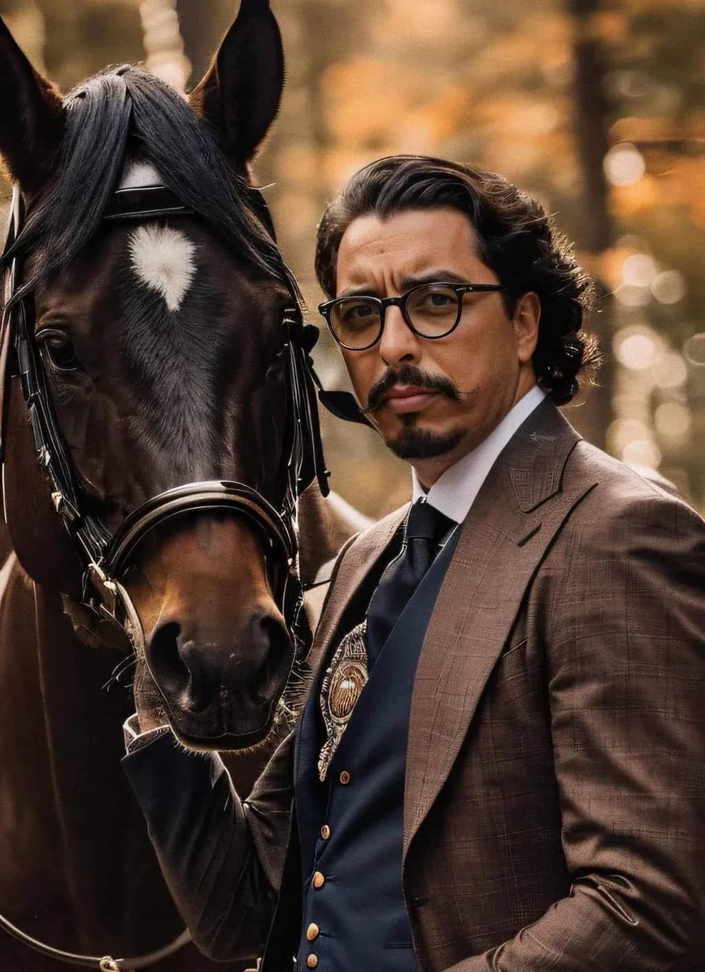 Elegance in Harmony: A Portrait of Man and Horse in Autumn Splendor