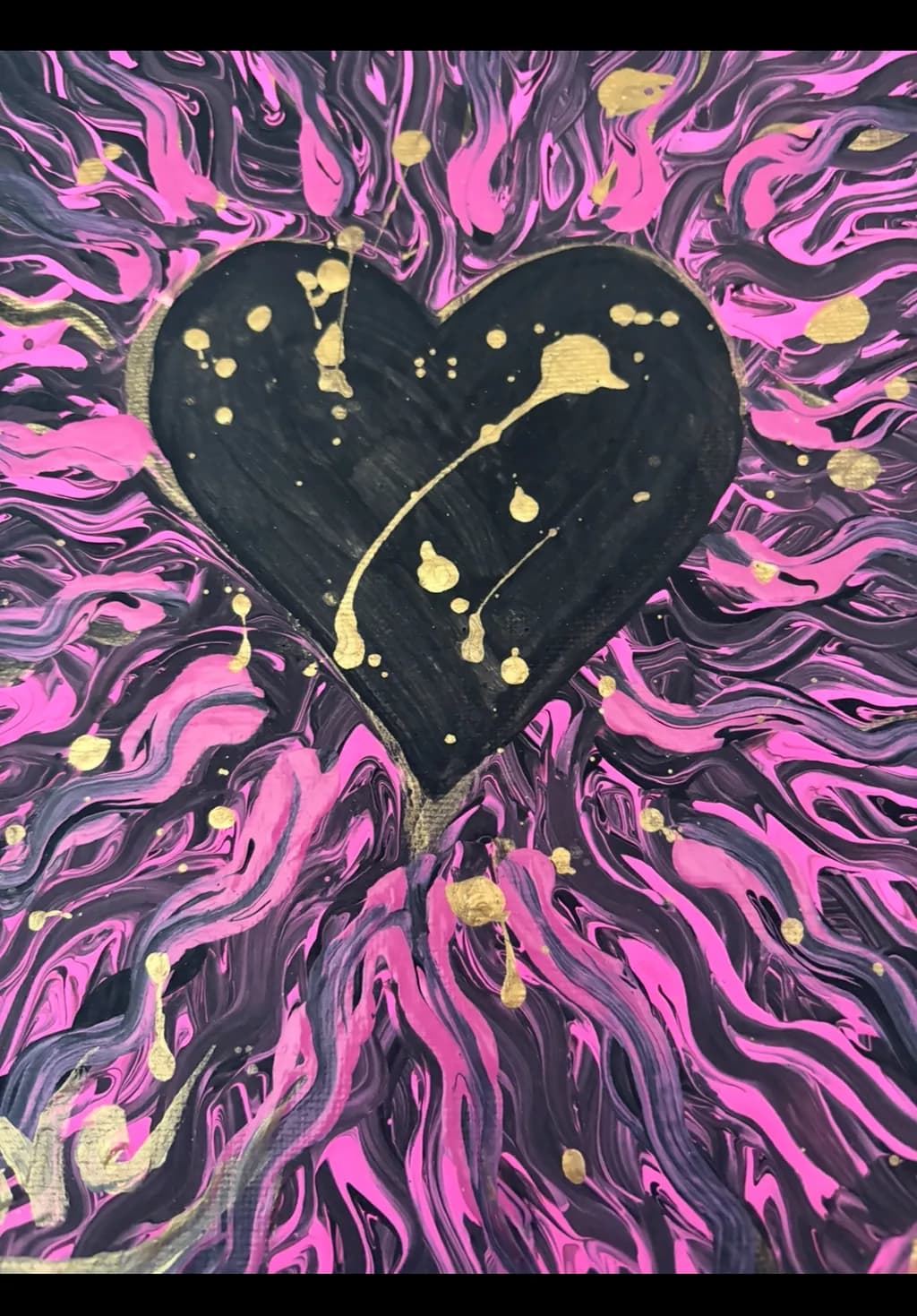Heart of Vibrant Chaos: A Dance of Pink and Gold