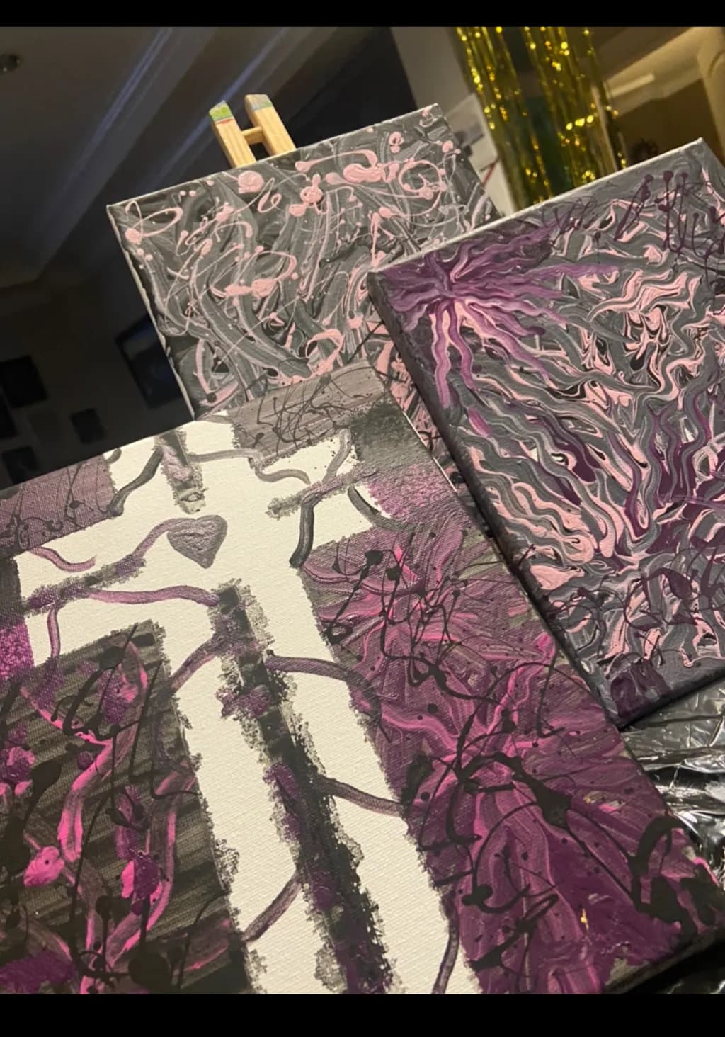 Whispers of Color: Abstract Expression in Shades of Pink and Gray