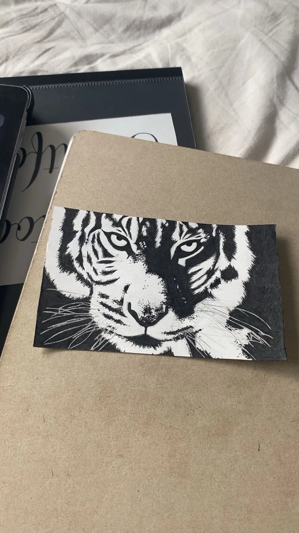 Majestic Gaze: A Striking Black and White Tiger Portrait
