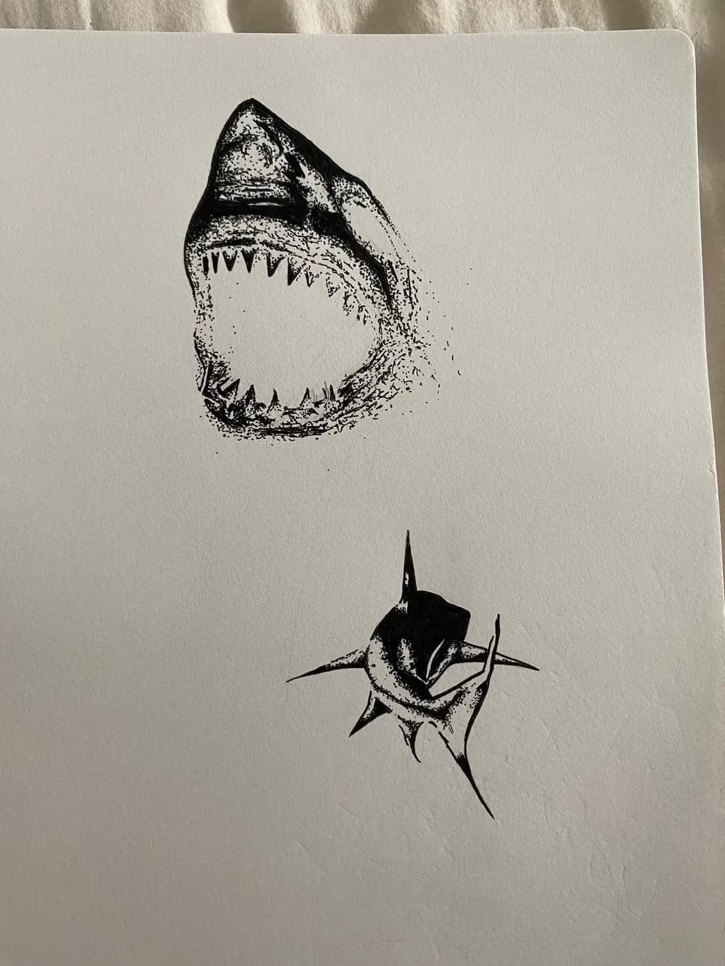 Fierce Depths: The Untamed Majesty of Sharks in Ink