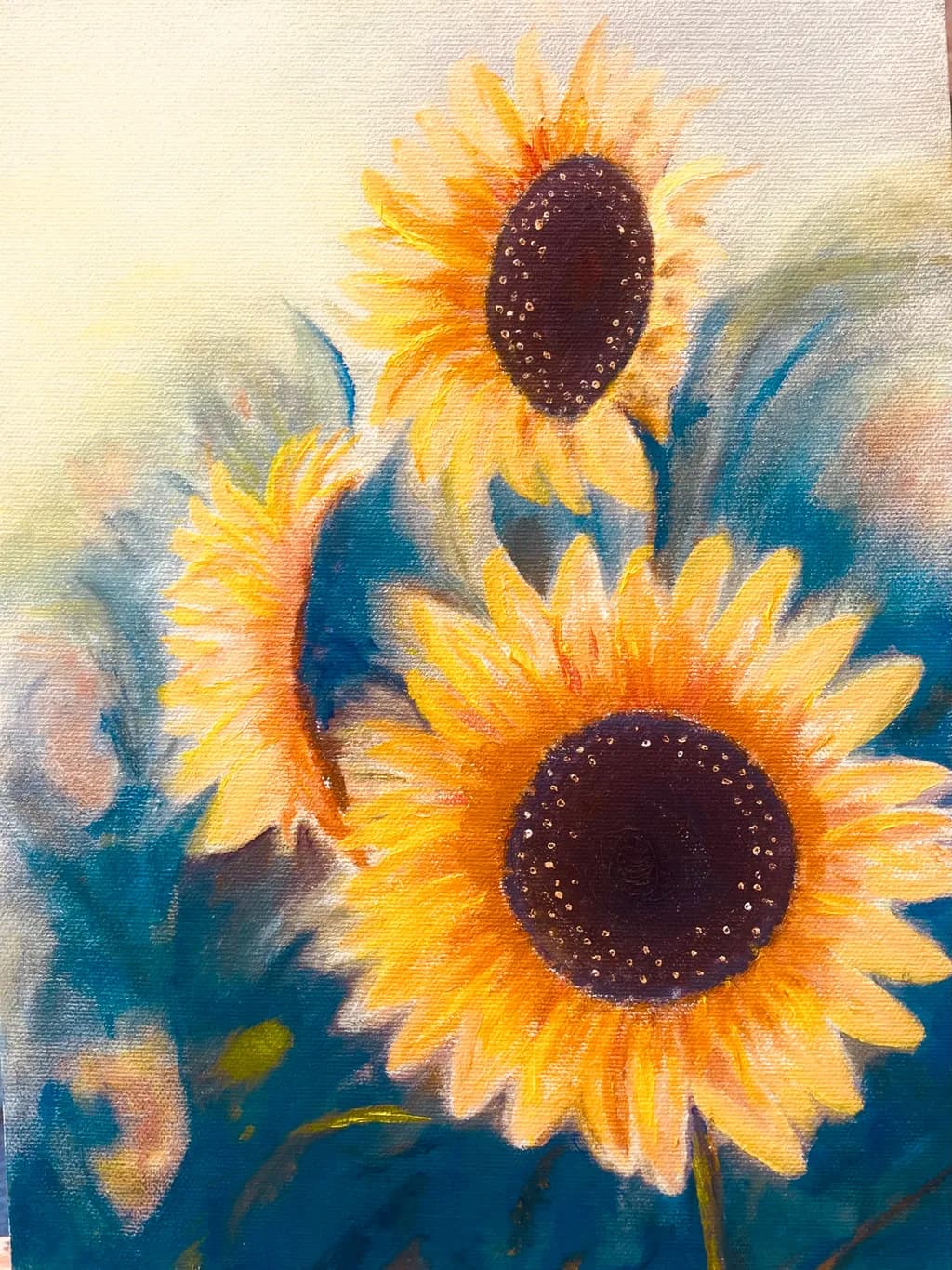 Sunlit Sunflowers: A Vibrant Dance of Yellow and Blue