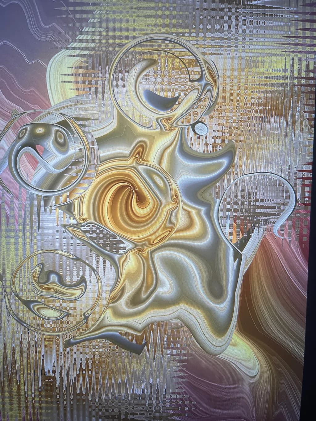 Golden Whispers: A Dance of Fluid Forms and Textures in Abstract Harmony