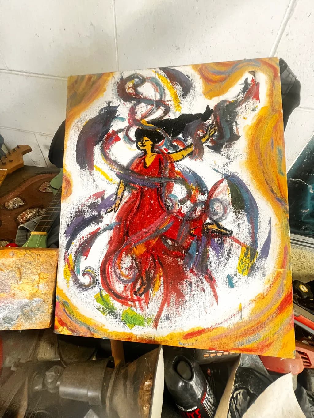 Whirlwind of Colors: A Dance of Spirit and Emotion in Red and Black