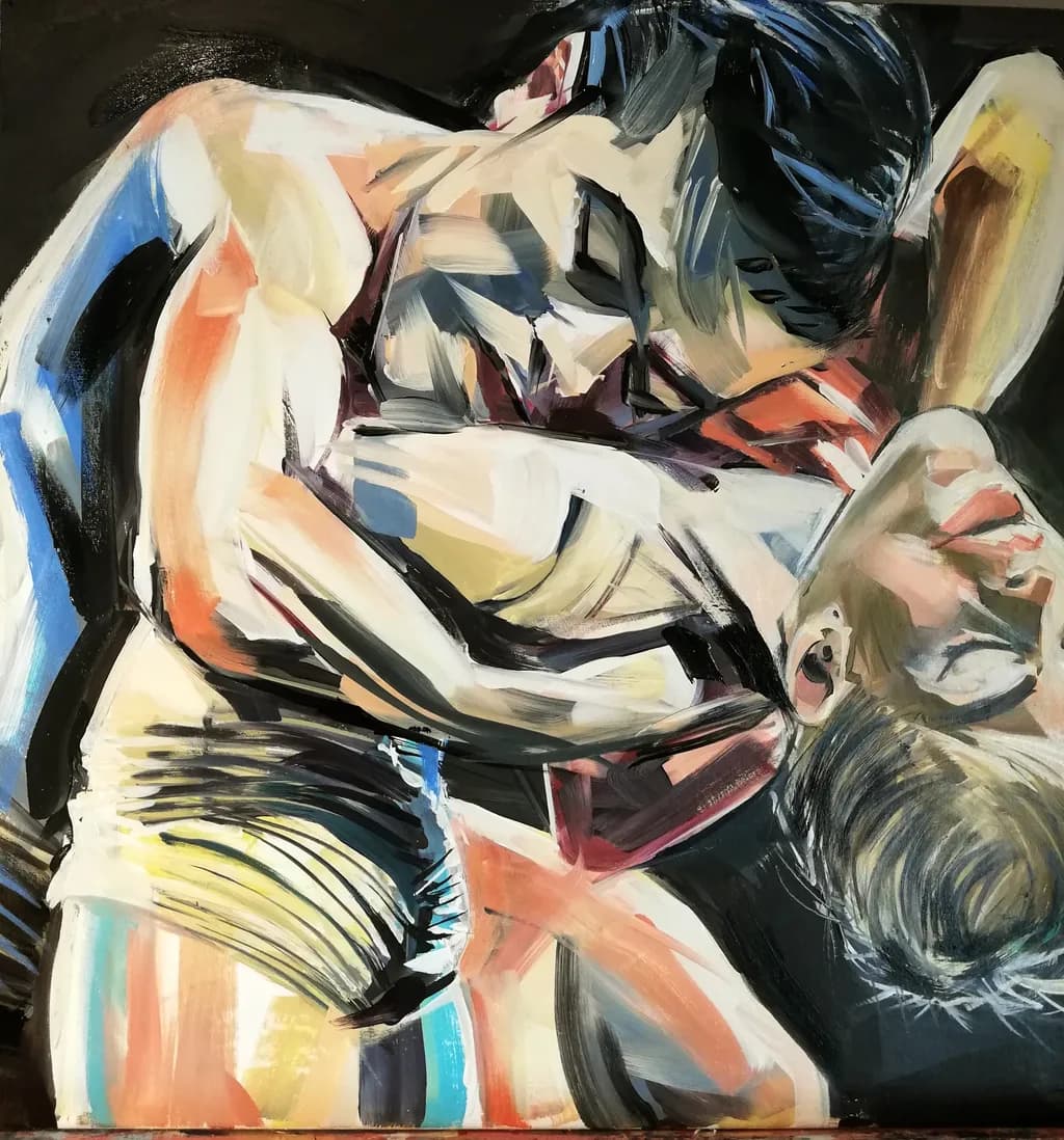 Embrace of Motion: A Dynamic Exploration of Human Connection in Abstract Form