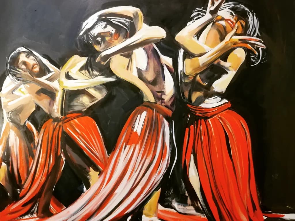 Dancing Shadows: A Vibrant Expression of Movement and Emotion