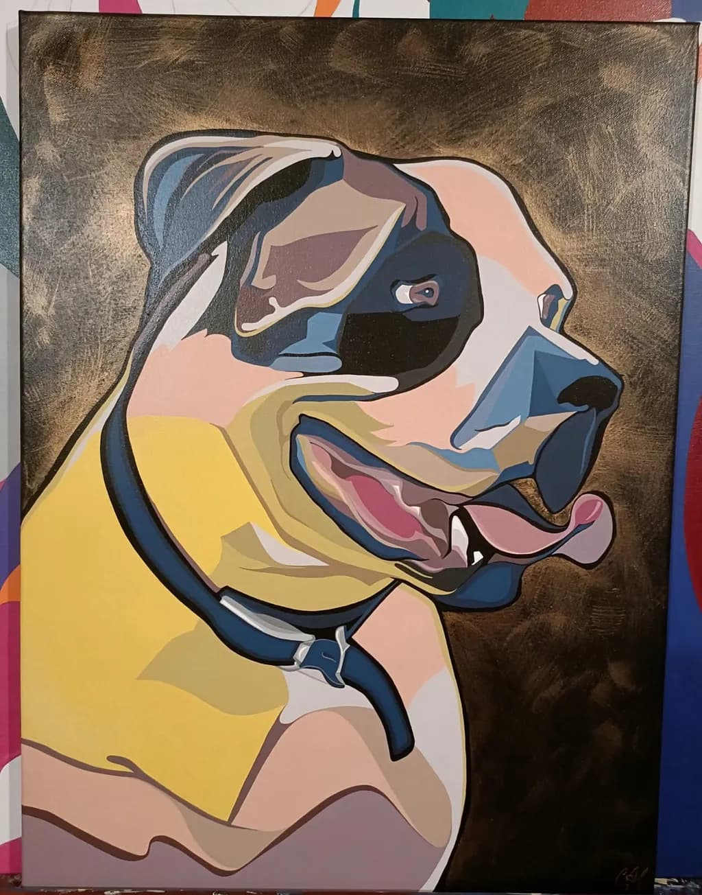 Vibrant Canine Portrait: A Playful Tribute to Loyalty and Love