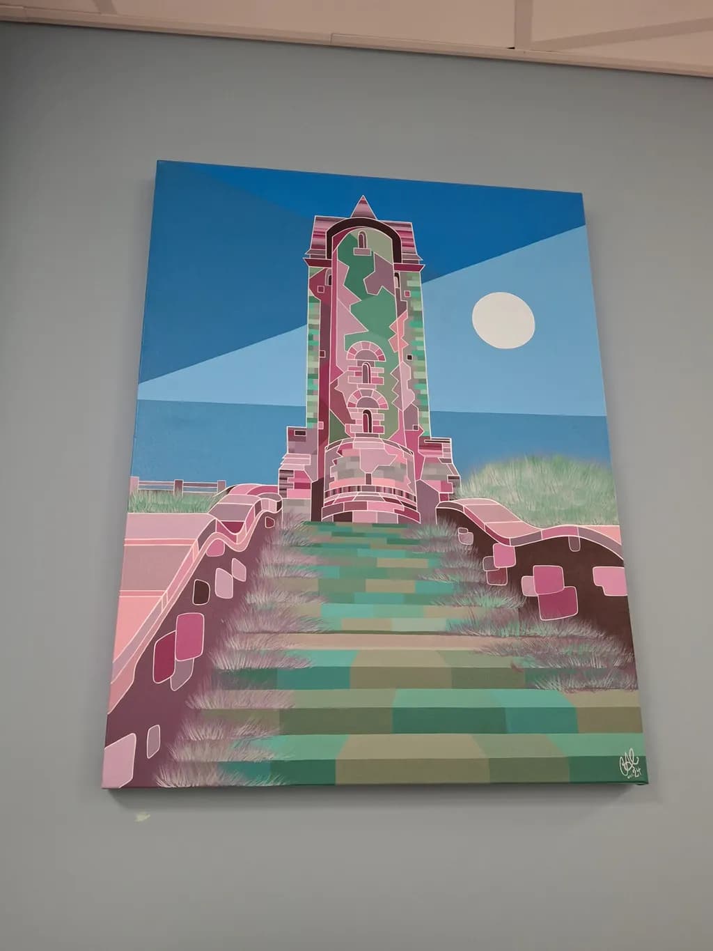 Vibrant Steps to Serenity: An Abstract Architectural Landscape