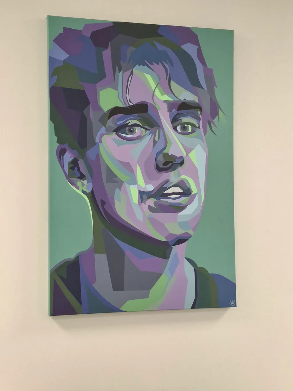 Vibrant Expressions: A Modern Abstract Portrait in Colorful Geometry
