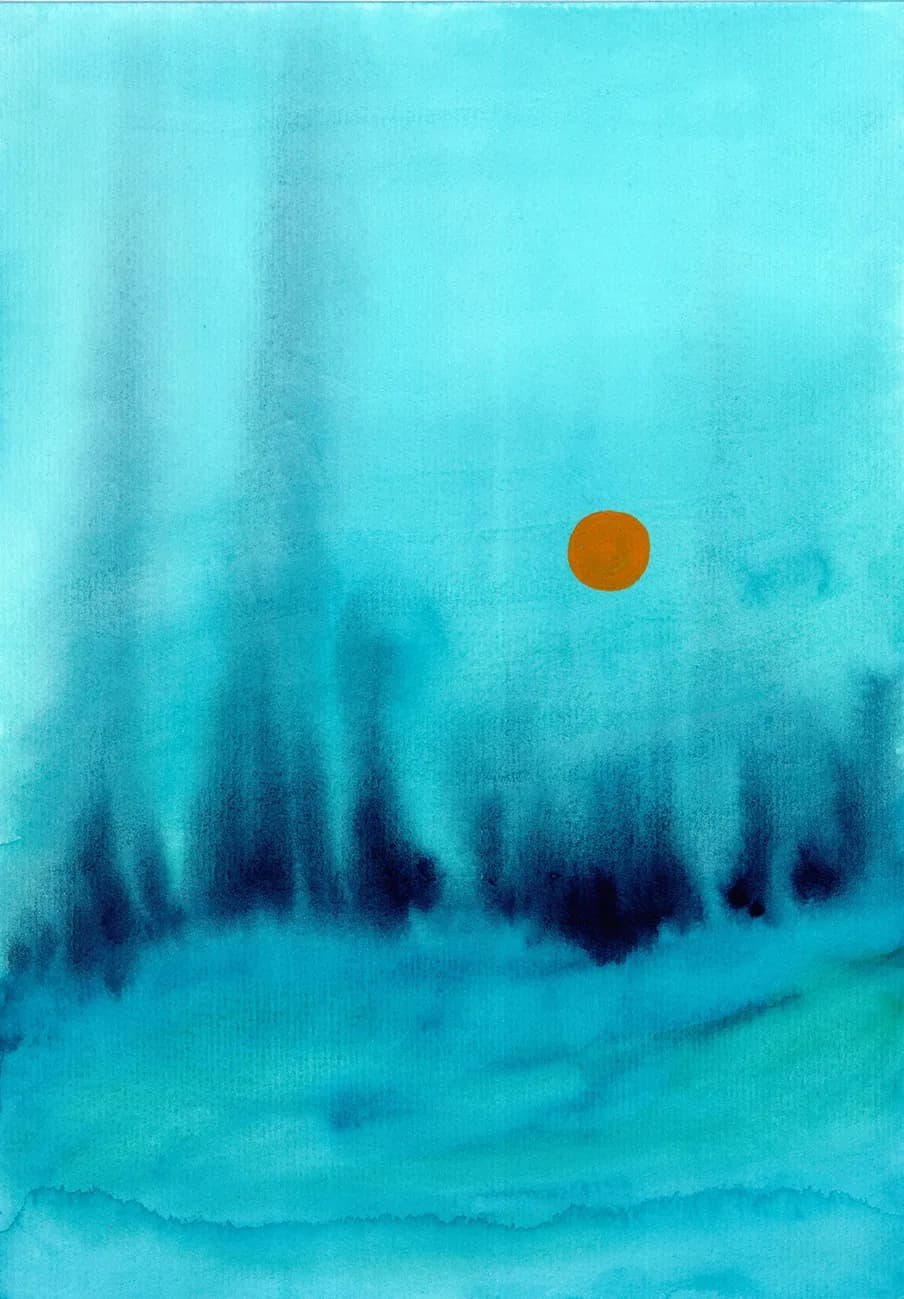 Serene Horizon: A Tranquil Dance of Aqua and Amber